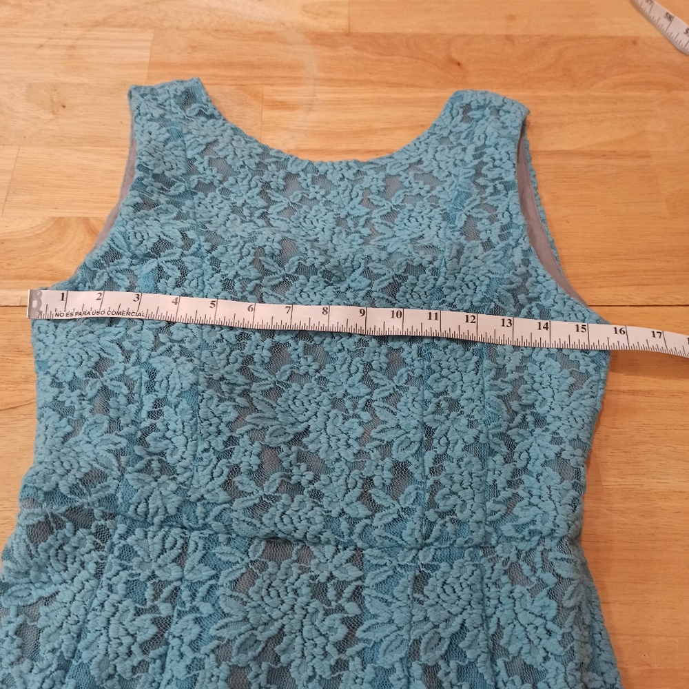 Darling Dress Aqua Lace Blue Floral small Back Zip Up - Picture 13 of 16